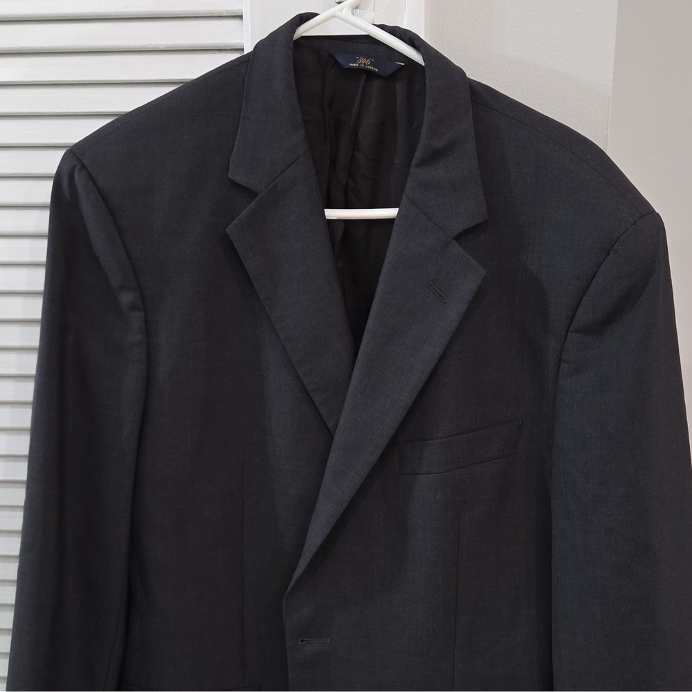 Brooks Brothers 346 Men's Black Wool Twill Stretch 2-Button Blazer 46 Charcoal